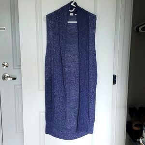 Blue mesh sleeveless Cardigan